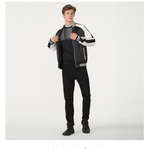 NWT Karl lagerfeld XL,XXL BLACK/WHITE MAN JACKET COLOR BLOCK BOMBER - Picture 4 of 16